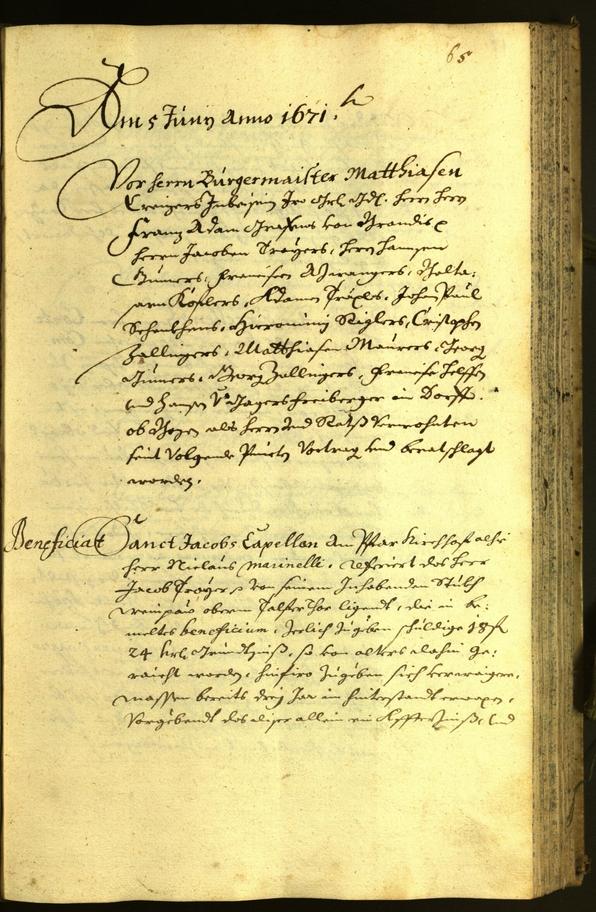 Stadtarchiv Bozen - BOhisto Ratsprotokoll 1671 