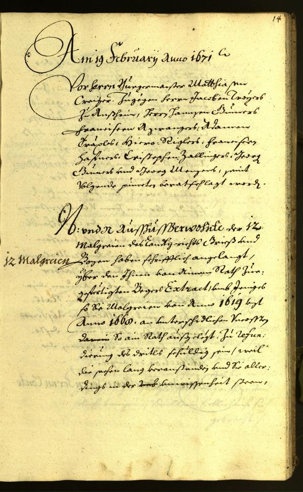 Stadtarchiv Bozen - BOhisto Ratsprotokoll 1671 