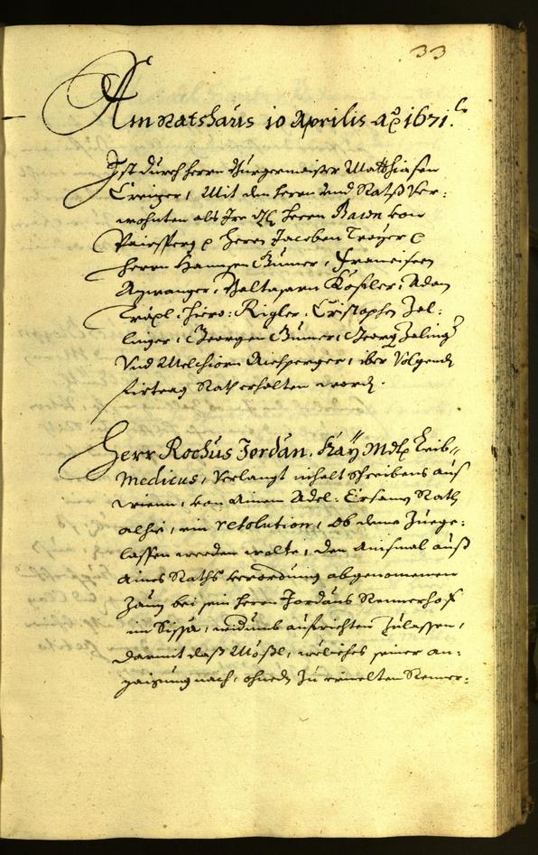 Stadtarchiv Bozen - BOhisto Ratsprotokoll 1671 