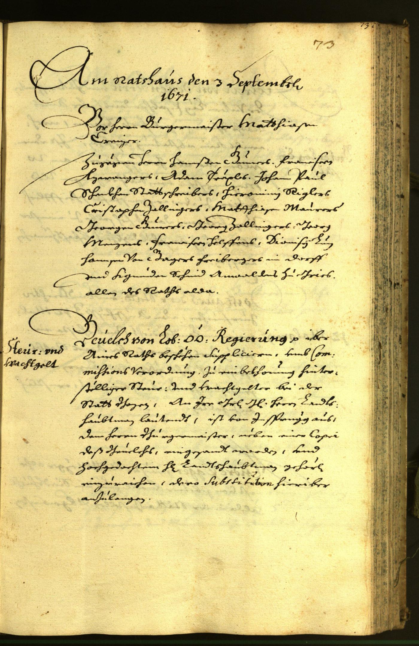 Stadtarchiv Bozen - BOhisto Ratsprotokoll 1671 