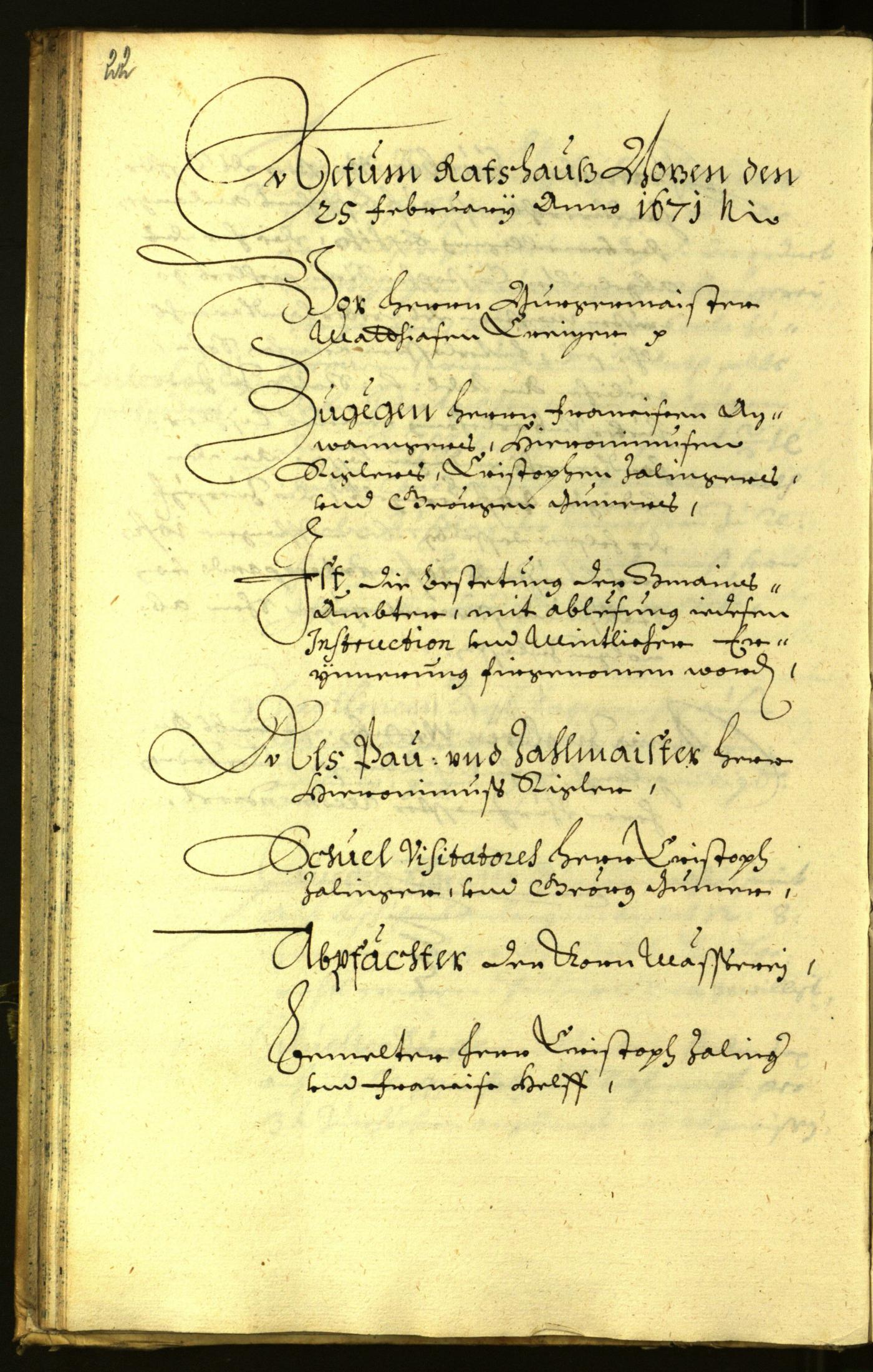 Stadtarchiv Bozen - BOhisto Ratsprotokoll 1671 