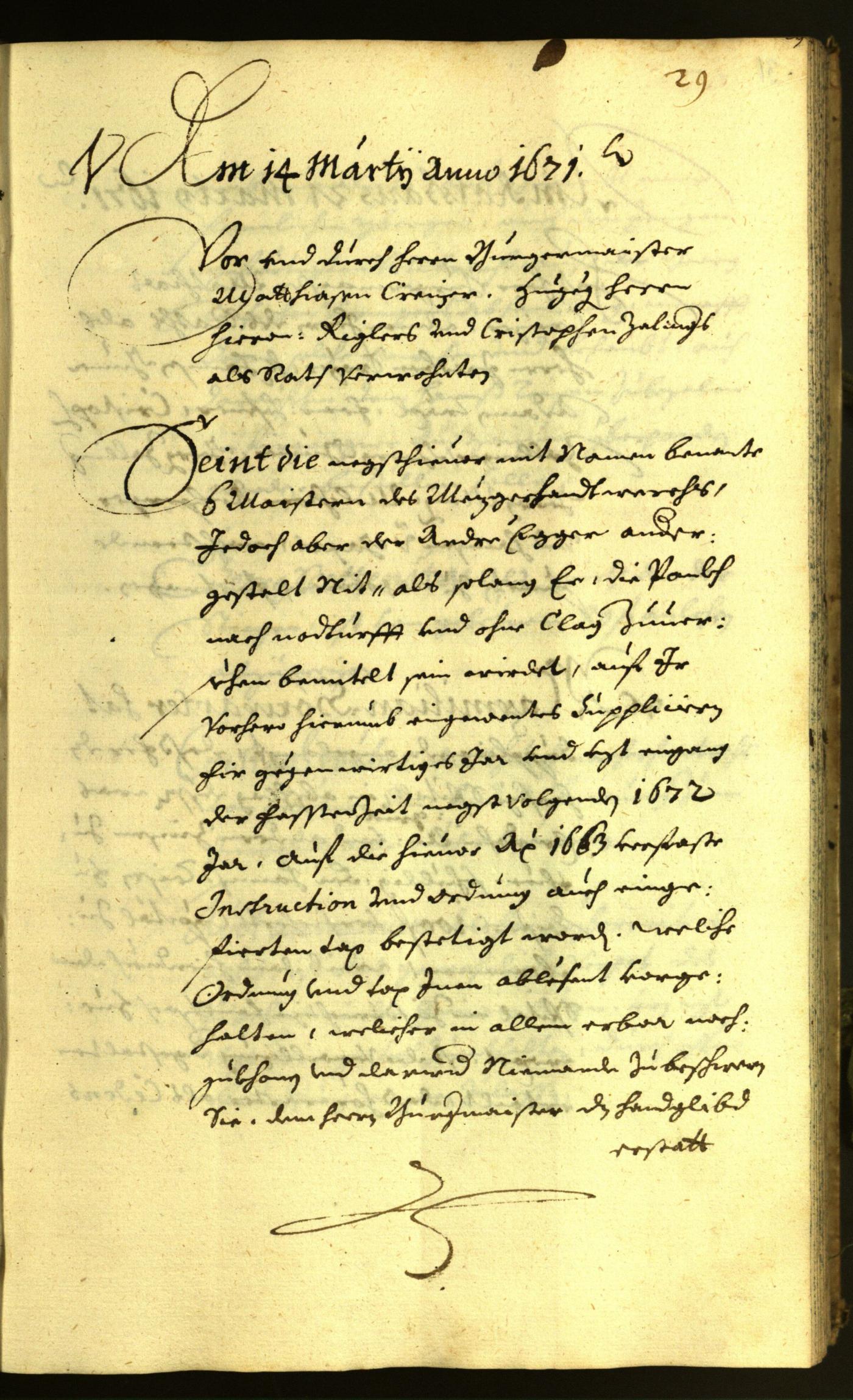 Stadtarchiv Bozen - BOhisto Ratsprotokoll 1671 