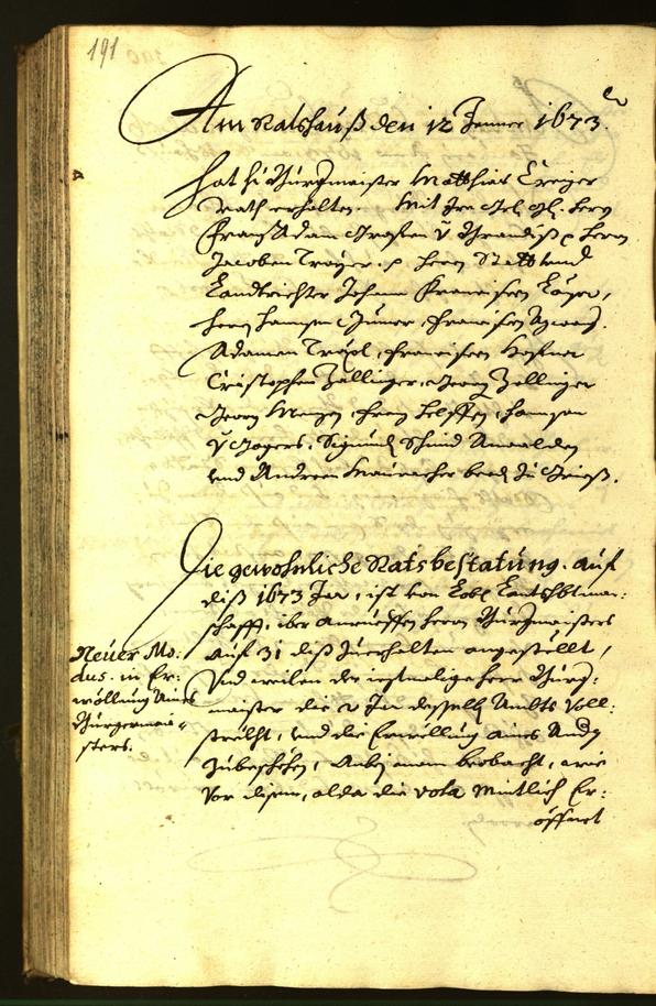 Stadtarchiv Bozen - BOhisto Ratsprotokoll 1672 