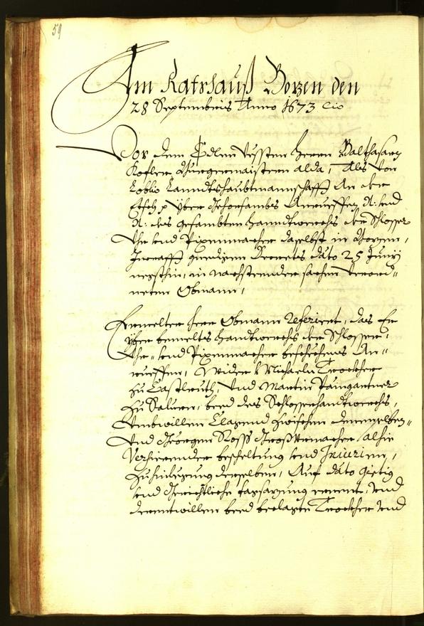 Stadtarchiv Bozen - BOhisto Ratsprotokoll 1673 