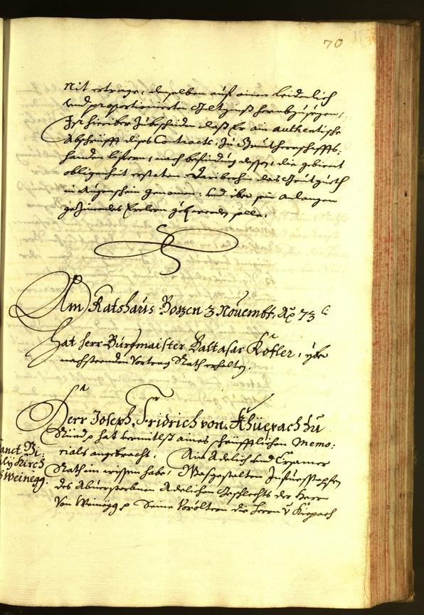 Stadtarchiv Bozen - BOhisto Ratsprotokoll 1673 