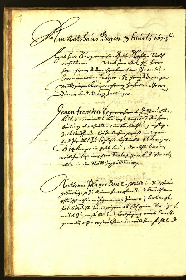 Stadtarchiv Bozen - BOhisto Ratsprotokoll 1673 