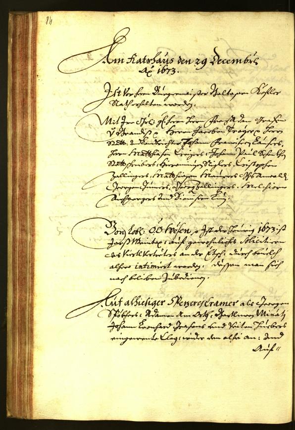 Stadtarchiv Bozen - BOhisto Ratsprotokoll 1673 