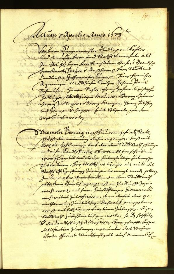 Stadtarchiv Bozen - BOhisto Ratsprotokoll 1673 