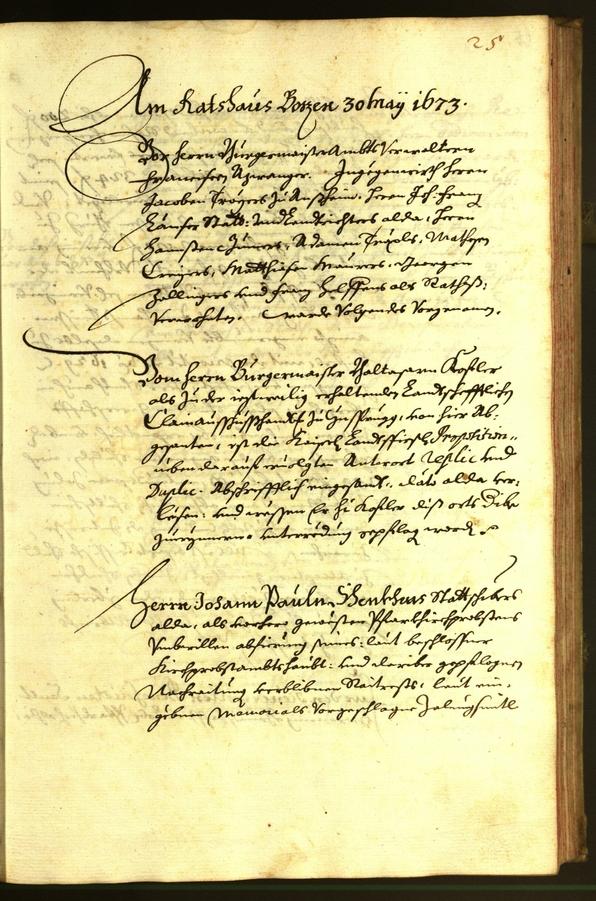 Stadtarchiv Bozen - BOhisto Ratsprotokoll 1673 