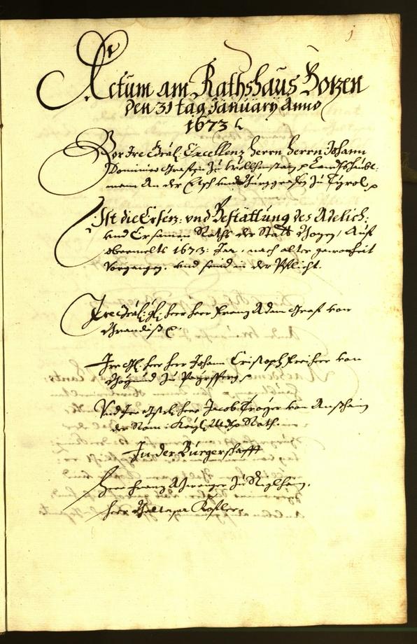 Stadtarchiv Bozen - BOhisto Ratsprotokoll 1673 