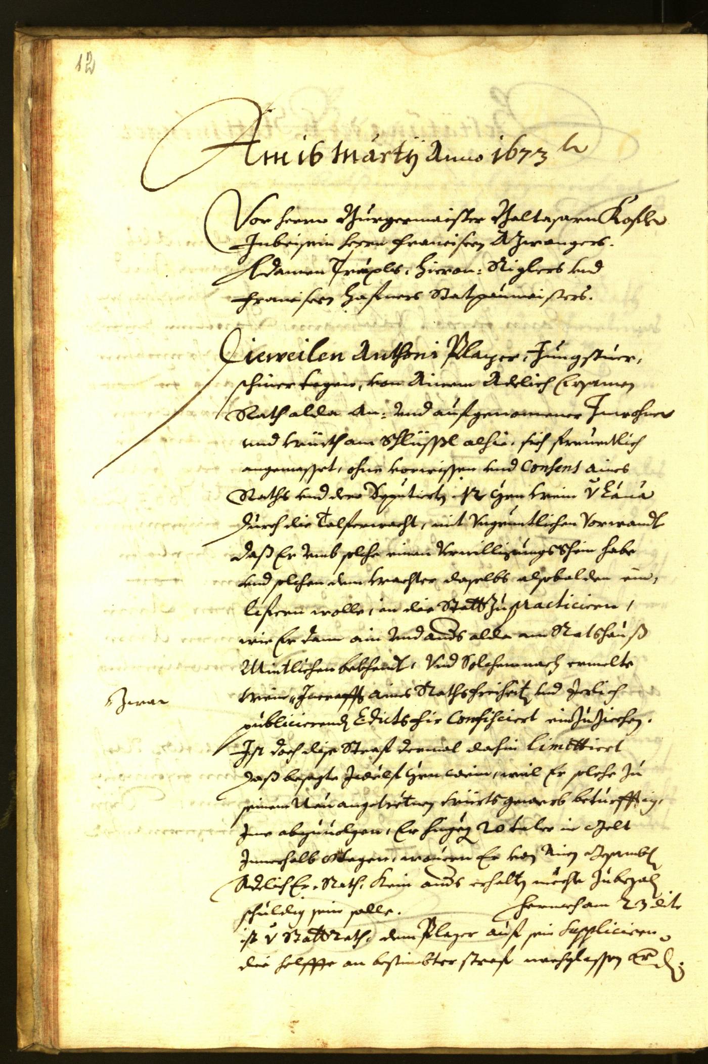 Stadtarchiv Bozen - BOhisto Ratsprotokoll 1673 