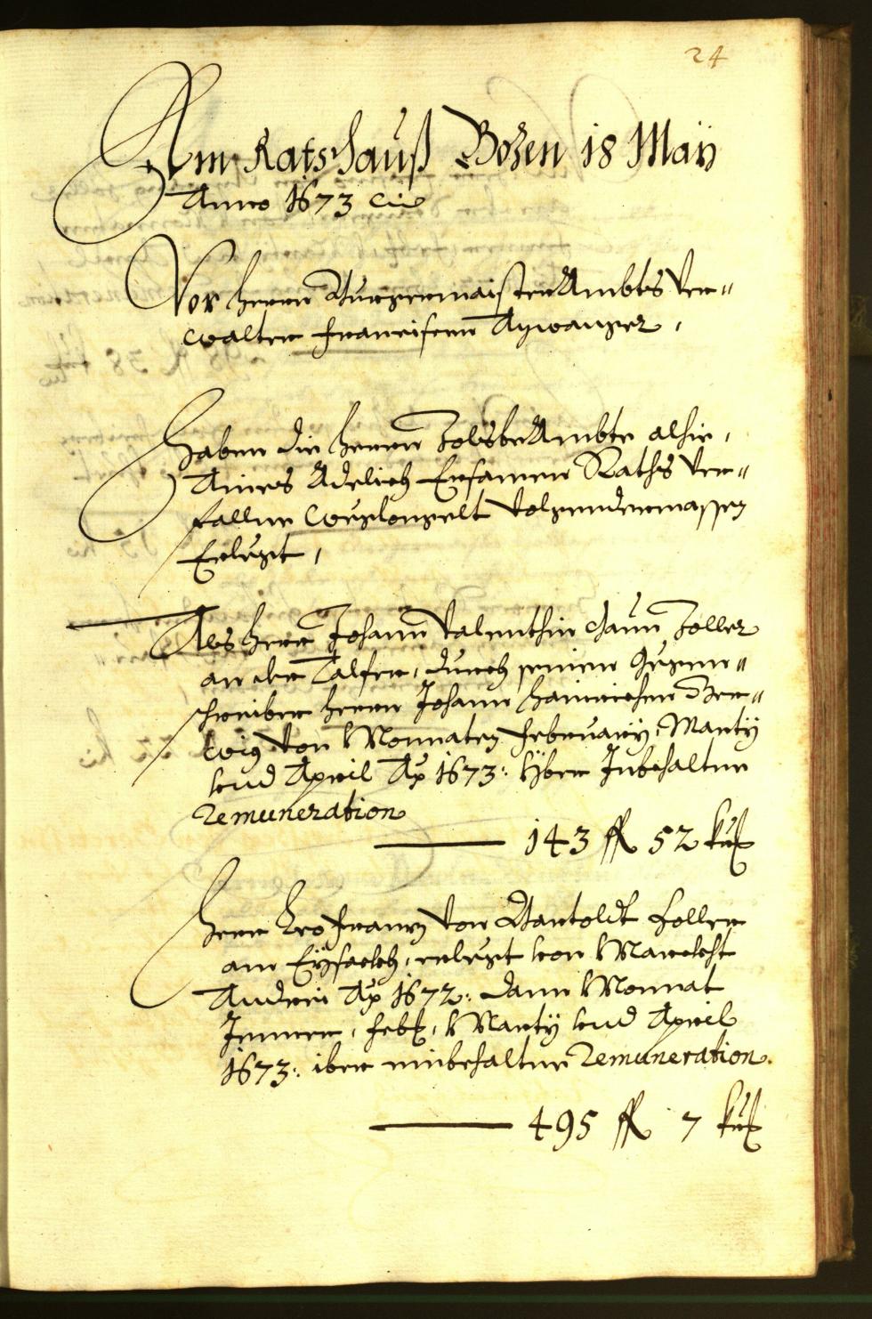 Stadtarchiv Bozen - BOhisto Ratsprotokoll 1673 