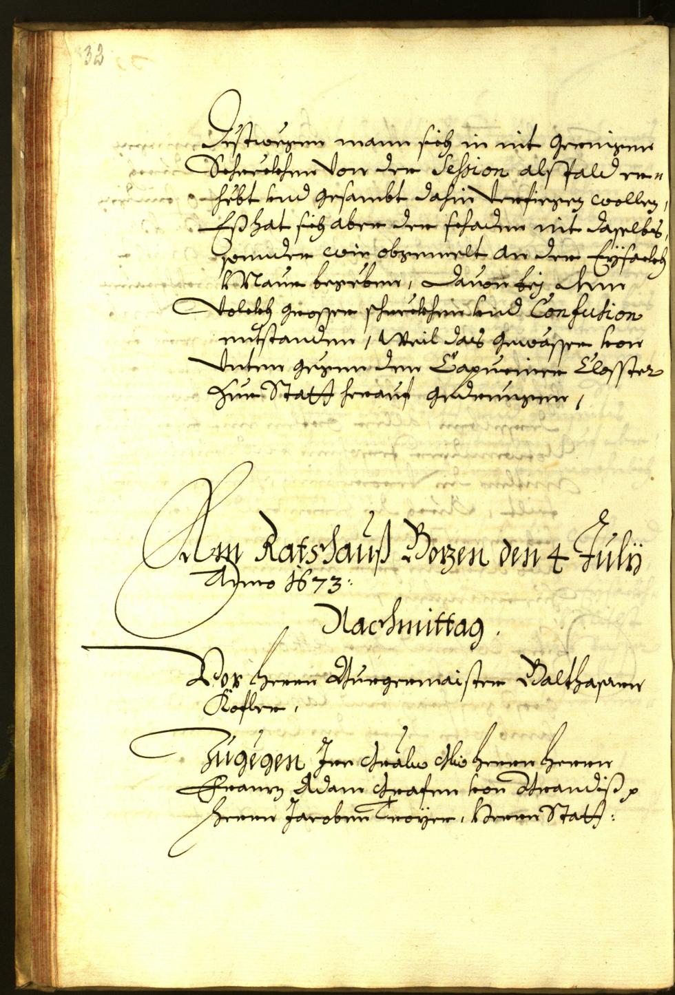 Stadtarchiv Bozen - BOhisto Ratsprotokoll 1673 