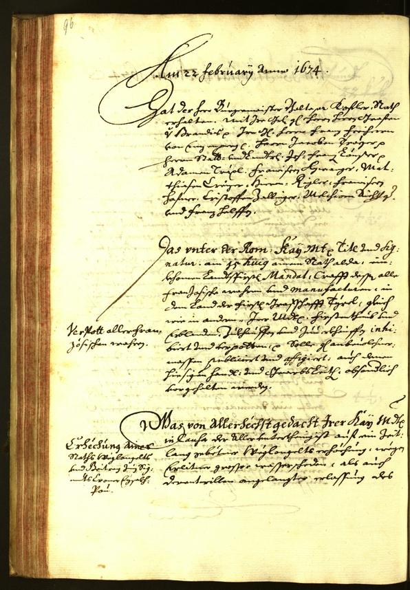 Stadtarchiv Bozen - BOhisto Ratsprotokoll 1674 