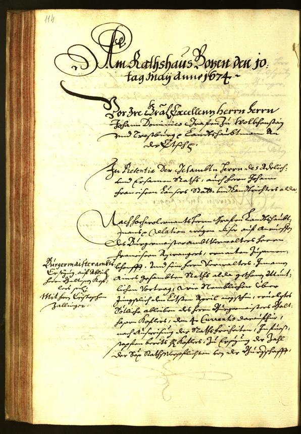 Stadtarchiv Bozen - BOhisto Ratsprotokoll 1674 