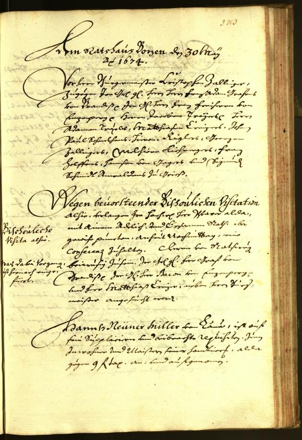 Stadtarchiv Bozen - BOhisto Ratsprotokoll 1674 