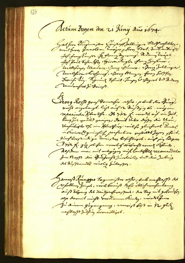 Stadtarchiv Bozen - BOhisto Ratsprotokoll 1674 