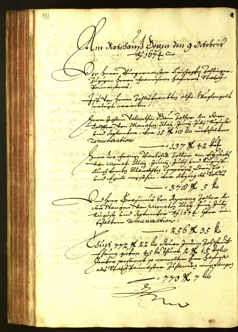 Stadtarchiv Bozen - BOhisto Ratsprotokoll 1674 