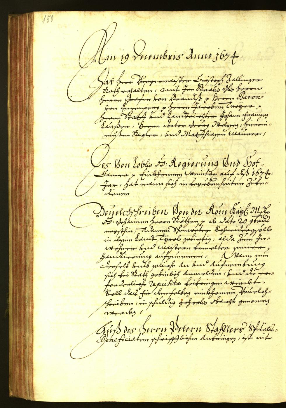 Stadtarchiv Bozen - BOhisto Ratsprotokoll 1674 