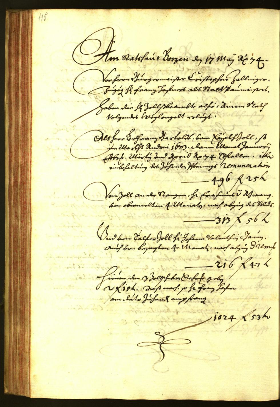 Stadtarchiv Bozen - BOhisto Ratsprotokoll 1674 