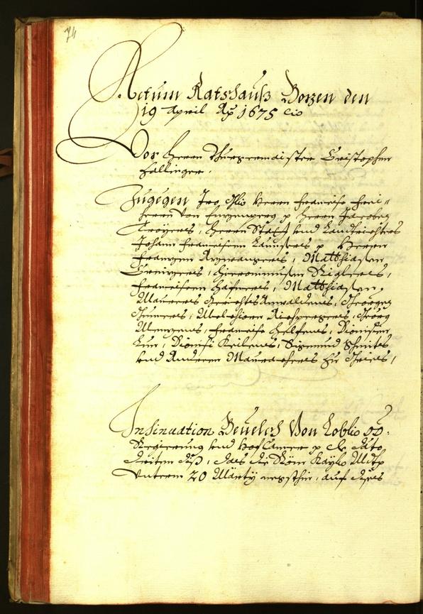 Stadtarchiv Bozen - BOhisto Ratsprotokoll 1675 