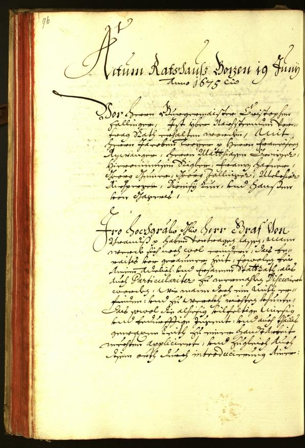 Stadtarchiv Bozen - BOhisto Ratsprotokoll 1675 