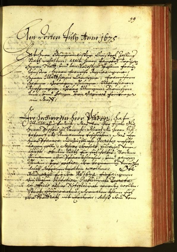 Stadtarchiv Bozen - BOhisto Ratsprotokoll 1675 