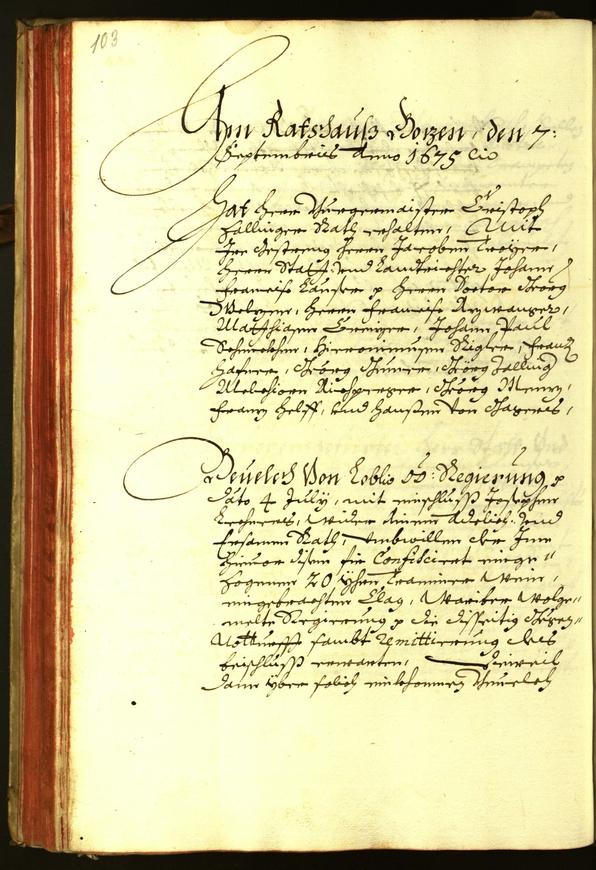 Archivio Storico della Città di Bolzano - BOhisto protocollo consiliare 1675 