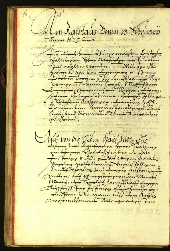 Stadtarchiv Bozen - BOhisto Ratsprotokoll 1675 