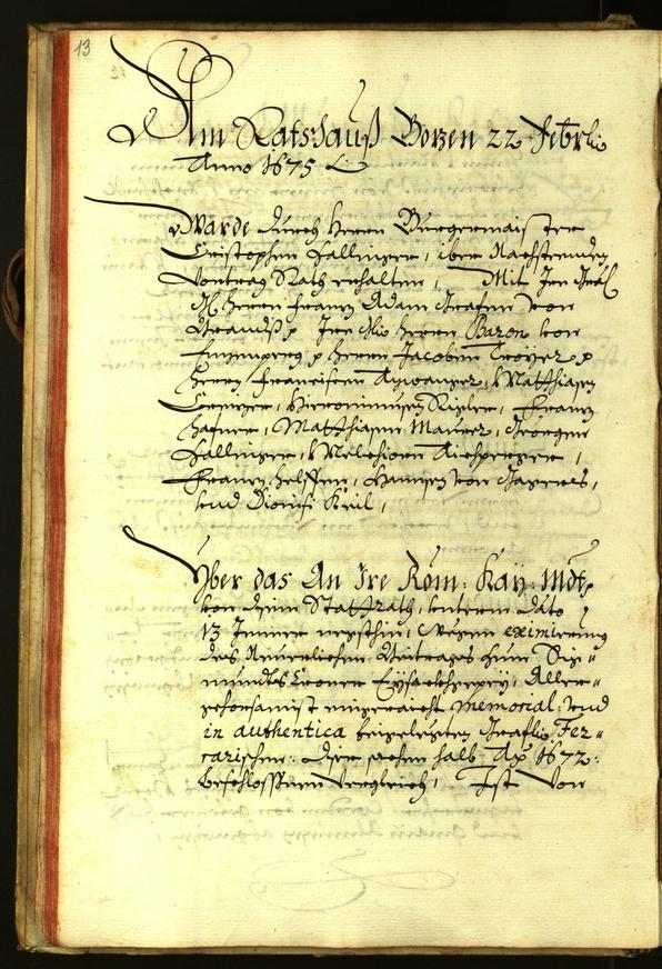 Stadtarchiv Bozen - BOhisto Ratsprotokoll 1675 