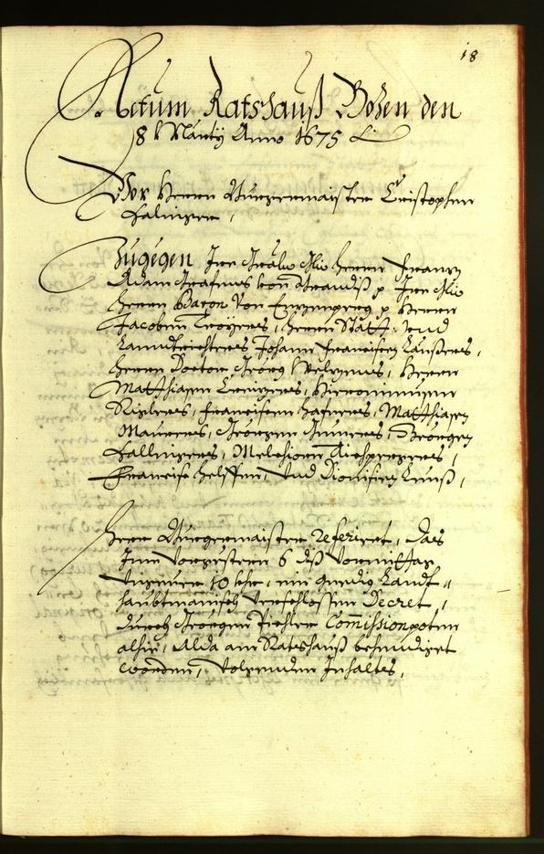 Stadtarchiv Bozen - BOhisto Ratsprotokoll 1675 