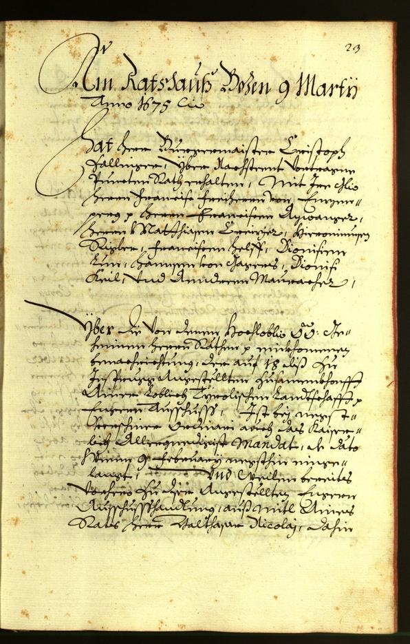 Stadtarchiv Bozen - BOhisto Ratsprotokoll 1675 