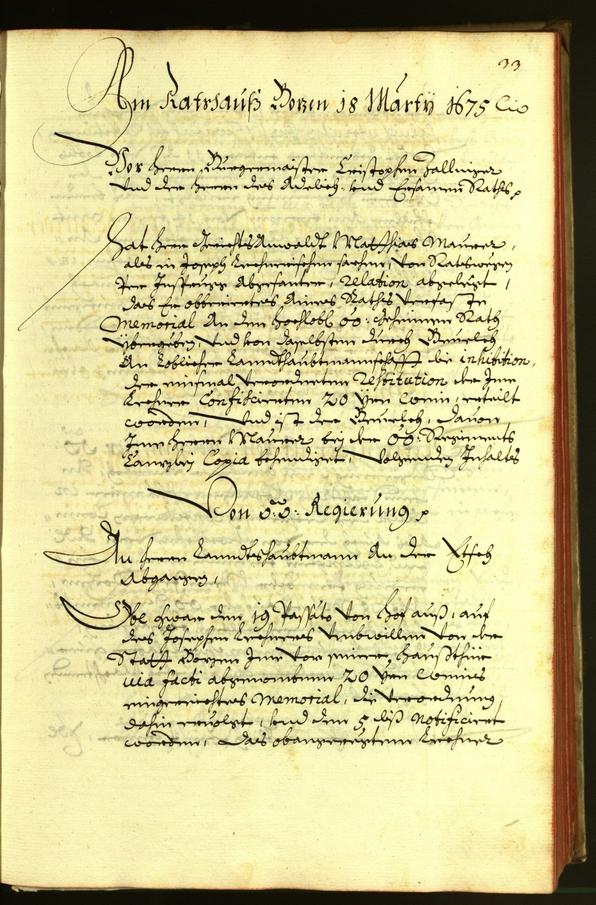 Stadtarchiv Bozen - BOhisto Ratsprotokoll 1675 