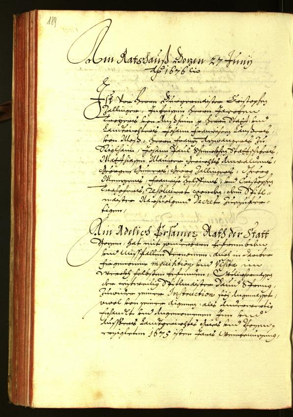 Stadtarchiv Bozen - BOhisto Ratsprotokoll 1676 