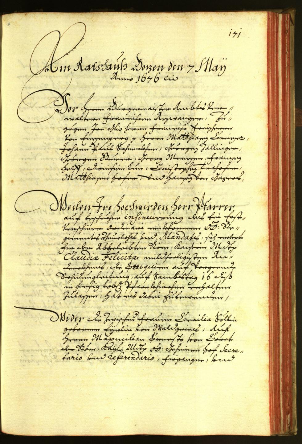 Stadtarchiv Bozen - BOhisto Ratsprotokoll 1676 