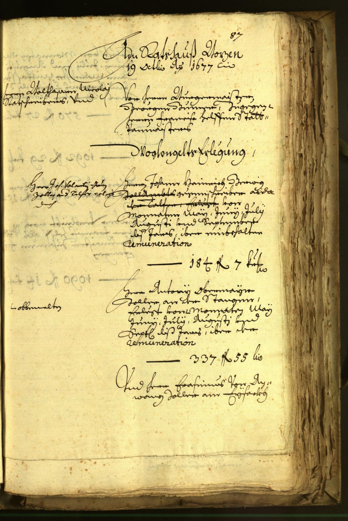 Stadtarchiv Bozen - BOhisto Ratsprotokoll 1677 