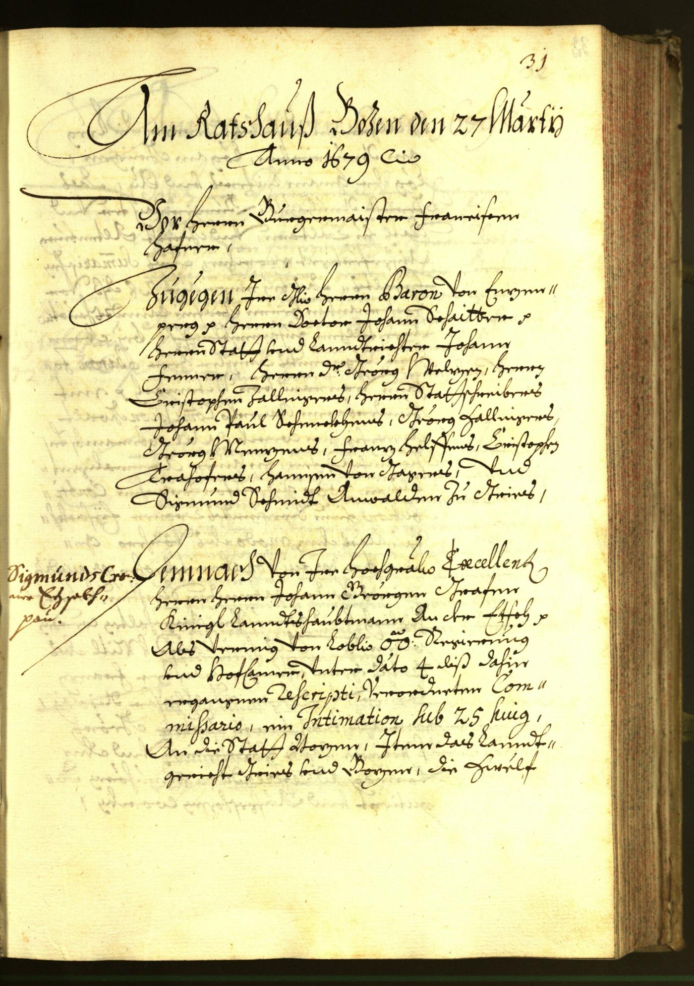 Stadtarchiv Bozen - BOhisto Ratsprotokoll 1679 