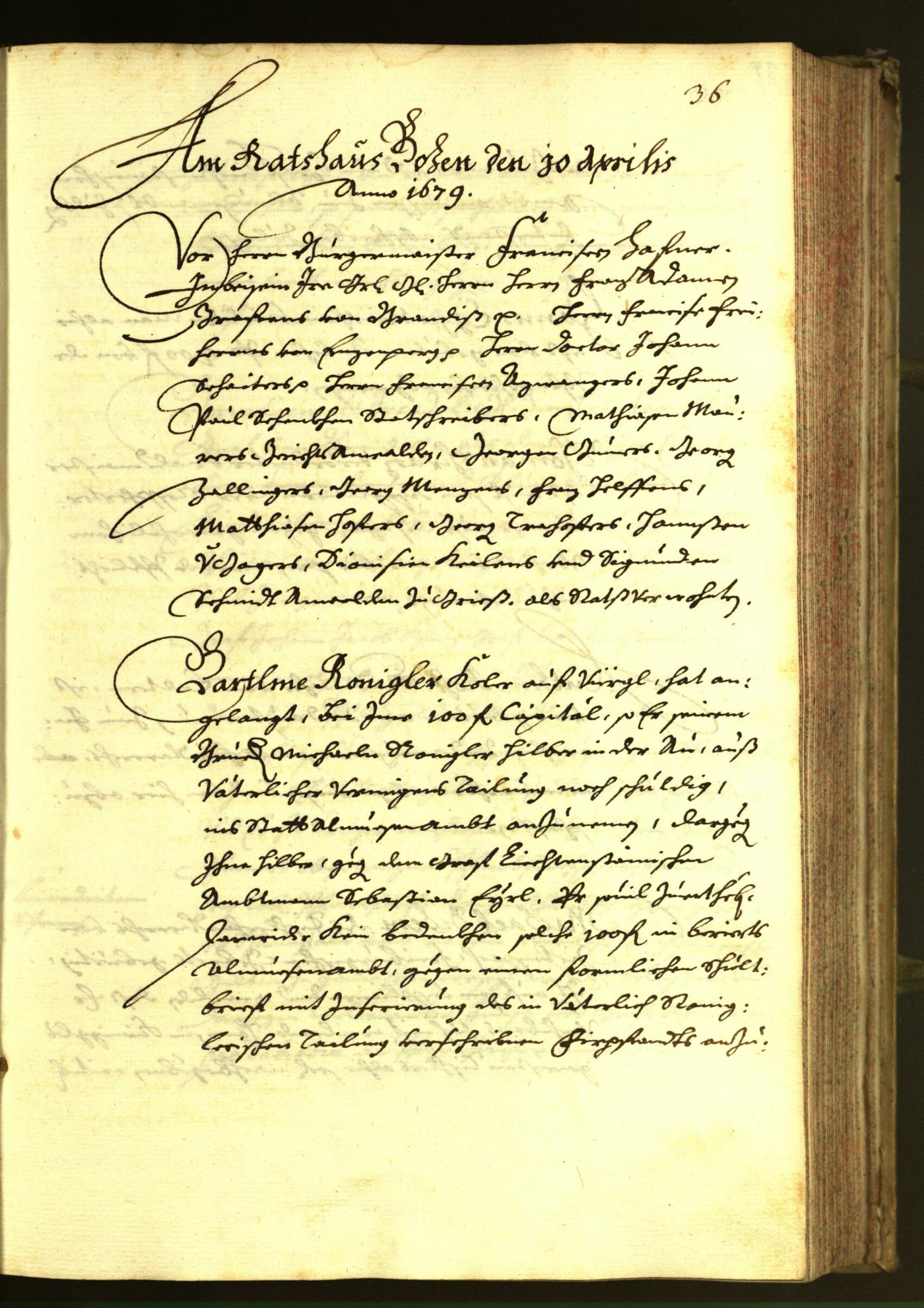 Stadtarchiv Bozen - BOhisto Ratsprotokoll 1679 