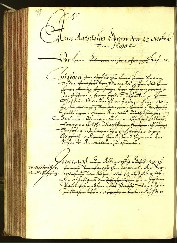 Stadtarchiv Bozen - BOhisto Ratsprotokoll 1680 