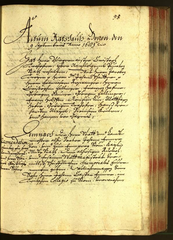 Stadtarchiv Bozen - BOhisto Ratsprotokoll 1681 