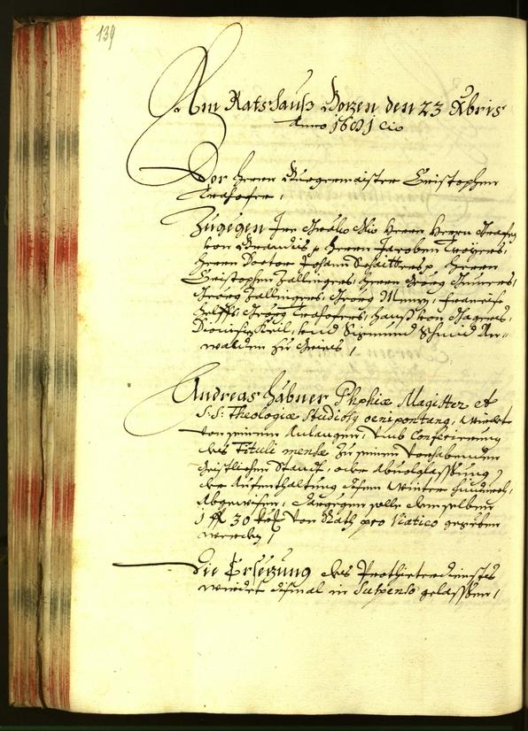 Stadtarchiv Bozen - BOhisto Ratsprotokoll 1681 