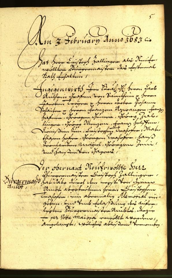 Stadtarchiv Bozen - BOhisto Ratsprotokoll 1683 