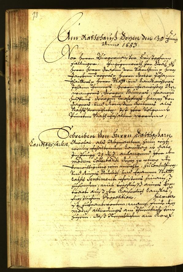 Stadtarchiv Bozen - BOhisto Ratsprotokoll 1683 