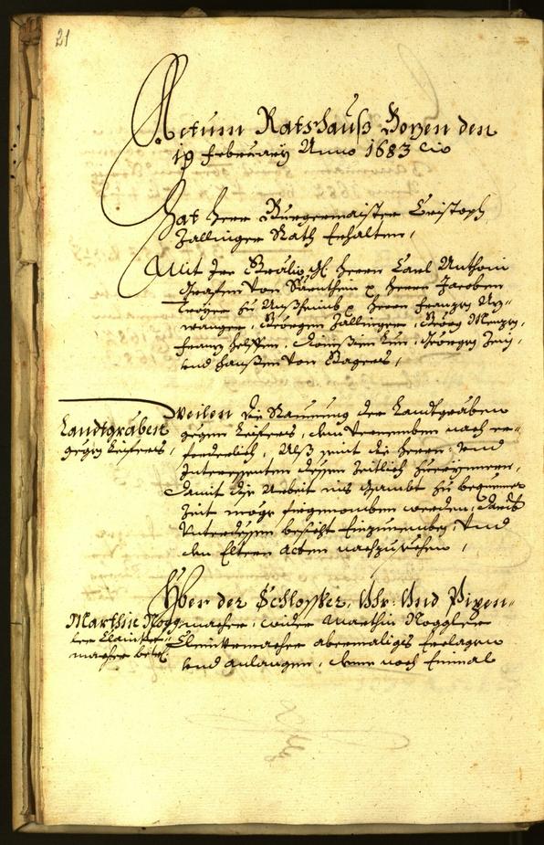 Stadtarchiv Bozen - BOhisto Ratsprotokoll 1683 