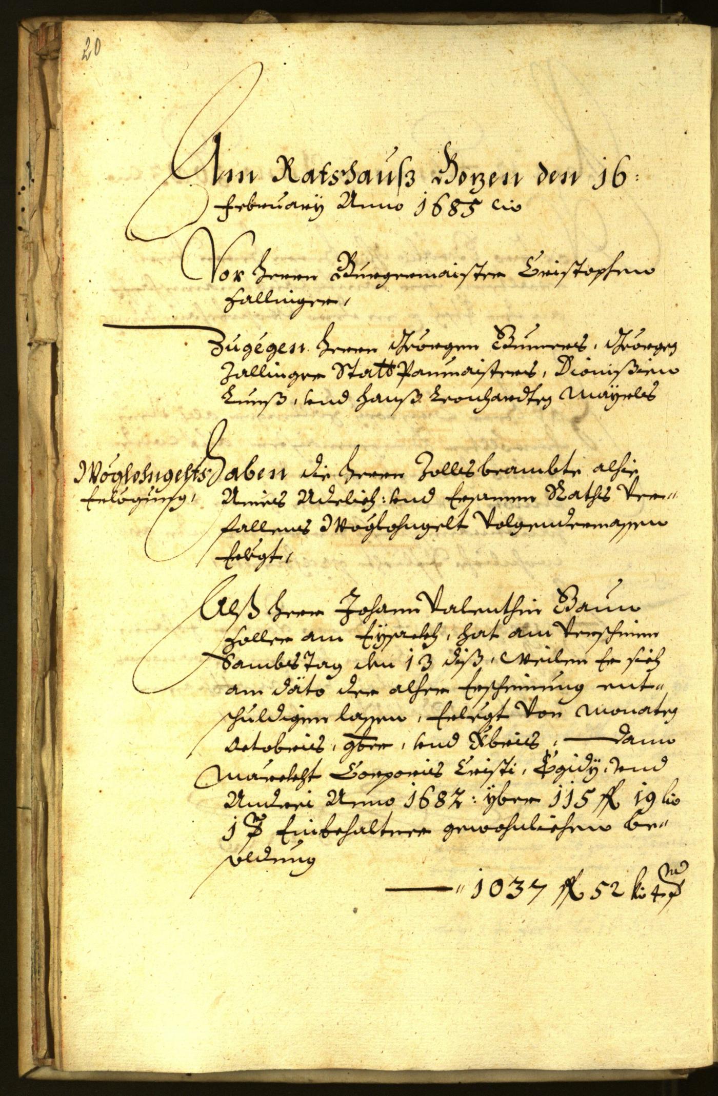 Stadtarchiv Bozen - BOhisto Ratsprotokoll 1683 