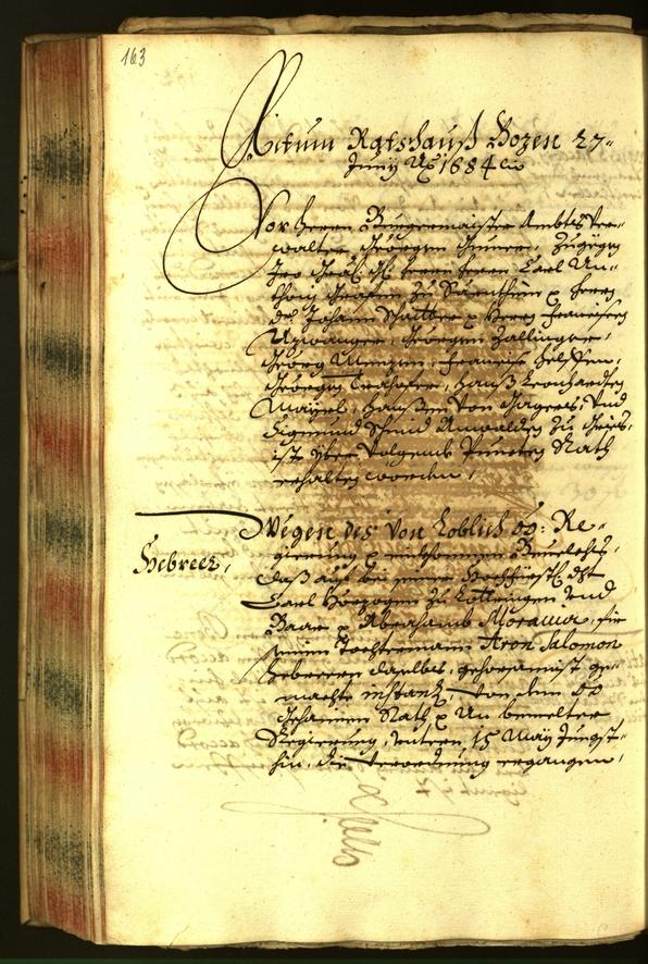 Archivio Storico della Città di Bolzano - BOhisto protocollo consiliare 1684 