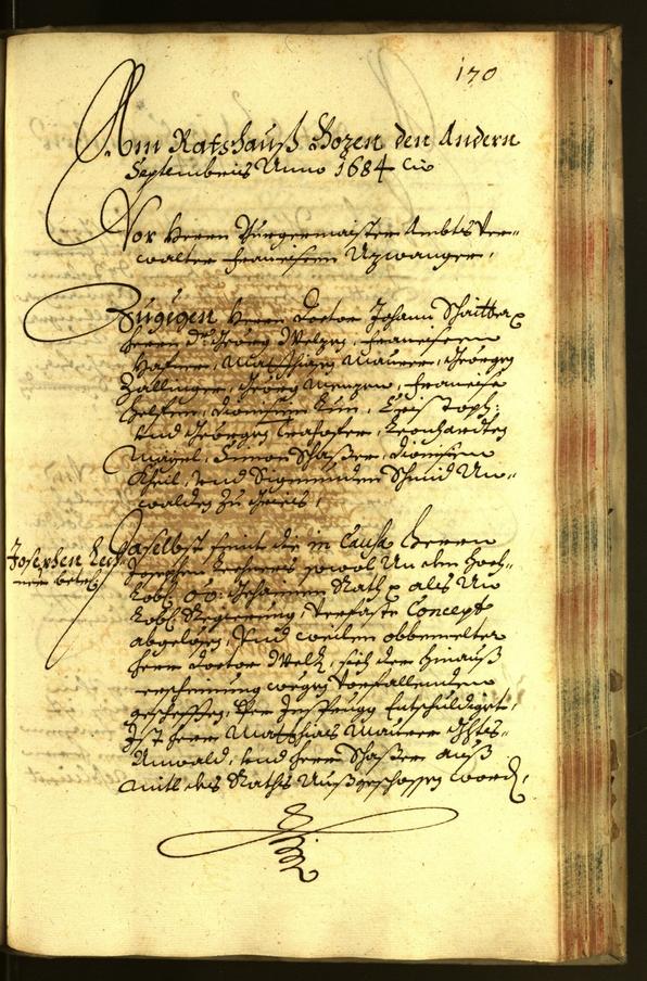 Stadtarchiv Bozen - BOhisto Ratsprotokoll 1684 