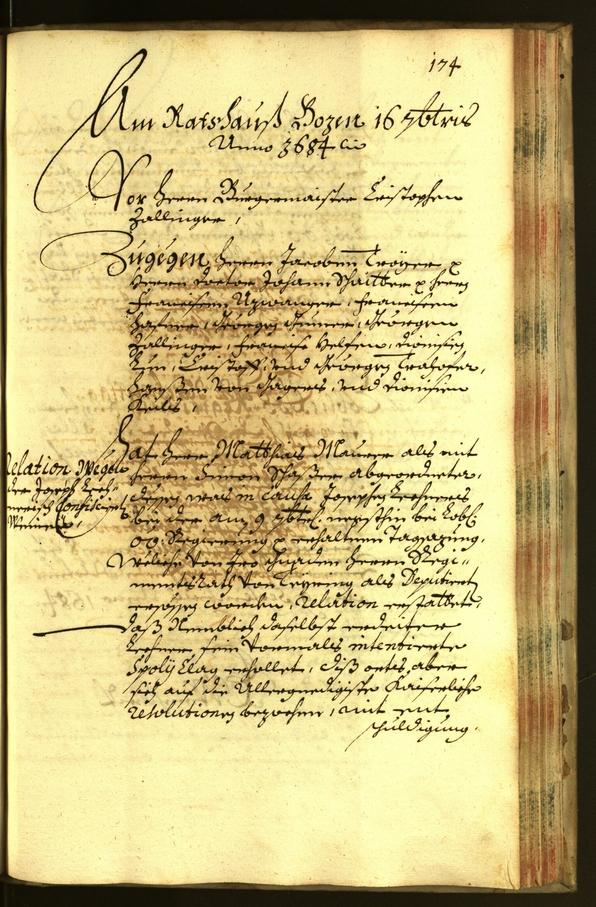 Stadtarchiv Bozen - BOhisto Ratsprotokoll 1684 