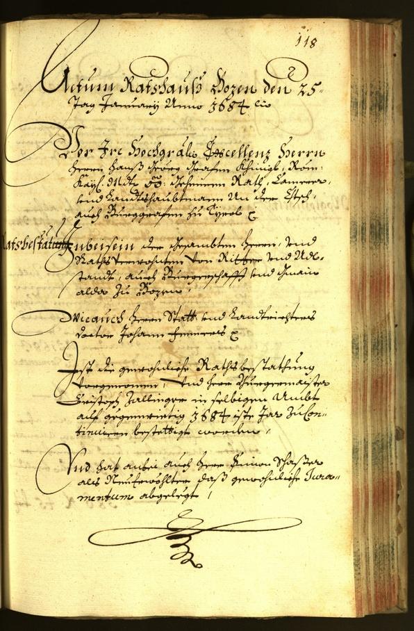 Stadtarchiv Bozen - BOhisto Ratsprotokoll 1684 