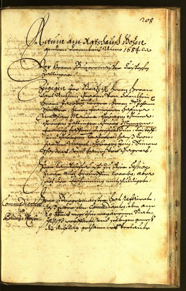 Stadtarchiv Bozen - BOhisto Ratsprotokoll 1684 